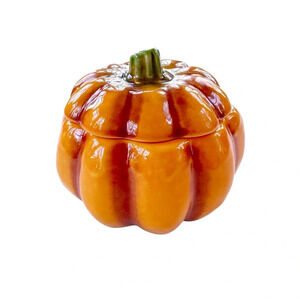 Olfaire Ceramic Pumpkin with Removable Lid Tureen Candy Dish made in Portugal